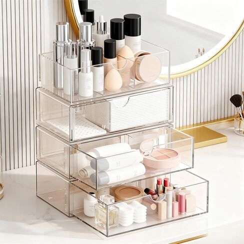 EAROND Medicine Cabinet Organizer with Removable Dividers, 3-Tier Stackable Drawer Storage for Bathroom, RV, Vanity, Countertop & Desk in Saudi Arabia