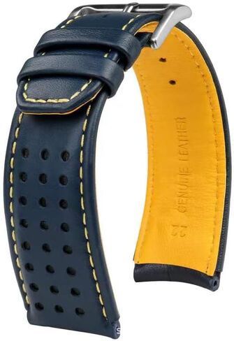 Generic 23MM LEATHER STRAP FOR CITIZEN WATCH BAND AT8020-03L H800-S081165 BLUE ANGELS WITH YELLOW LINE in Saudi Arabia