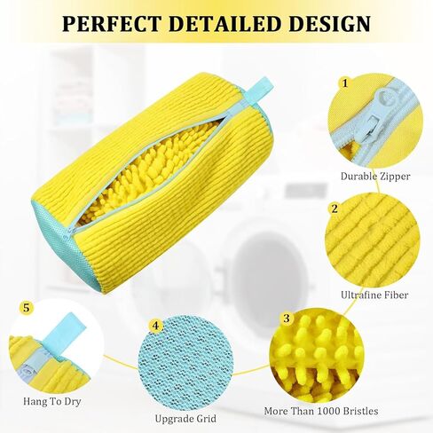 2Pcs Shoe Washing Machine Bag, Laundry Shoe Protector for Washer Machine, Shoe Bag for Washing Machine, Sneaker Cleaning for Home Laundry and Shoes Care, Yellow in Saudi Arabia