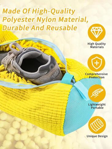 2Pcs Shoe Washing Machine Bag, Laundry Shoe Protector for Washer Machine, Shoe Bag for Washing Machine, Sneaker Cleaning for Home Laundry and Shoes Care, Yellow in Saudi Arabia