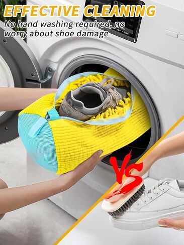 2Pcs Shoe Washing Machine Bag, Laundry Shoe Protector for Washer Machine, Shoe Bag for Washing Machine, Sneaker Cleaning for Home Laundry and Shoes Care, Yellow in Saudi Arabia