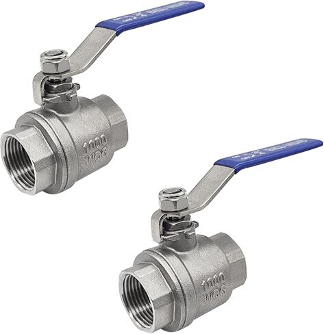 3/4" NPT Female 304 Stainless Steel Full Port Ball Valve with Blue Vinyl Handle 1000 WOG 2PCS (3/4 inch) in Kuwait