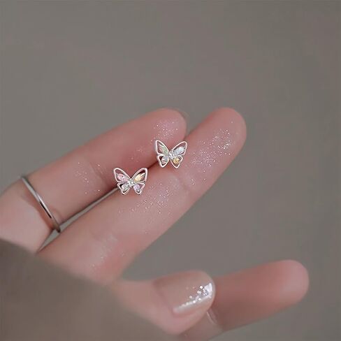 Butterfly Stud Earrings for Women Multicolor CZ Hypoallergenic Butterflies Stud Huggie Hoop Earring Jewelry Gifts in Saudi Arabia