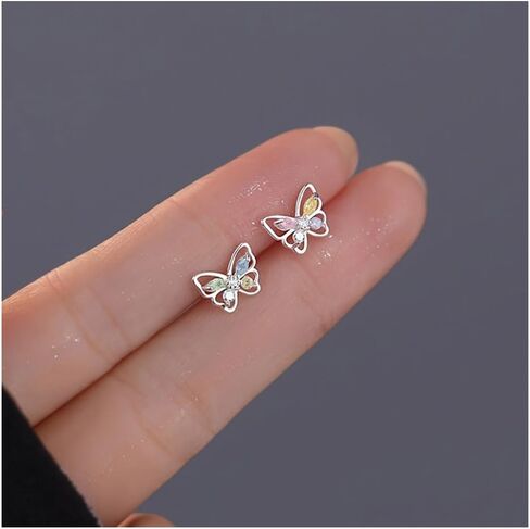 Butterfly Stud Earrings for Women Multicolor CZ Hypoallergenic Butterflies Stud Huggie Hoop Earring Jewelry Gifts in Saudi Arabia