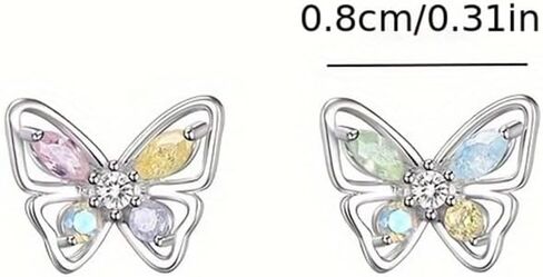 Butterfly Stud Earrings for Women Multicolor CZ Hypoallergenic Butterflies Stud Huggie Hoop Earring Jewelry Gifts in Saudi Arabia