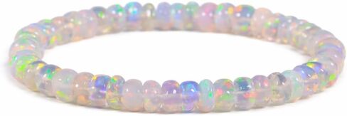 GEMS OF BAY Natural Ethiopian Opal Bracelet, Stretchable Bracelet, Welo Fire, Smooth Bracelet, Jewelry, Beads Bracelet,4 MM in Saudi Arabia