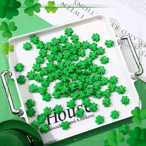 ShinyRelief Mini الراتنج البرسيم لعيد القديس باتريك مصغرة شامروك DIY بها بنفسك الحرفية الصغيرة الراتنج البرسيم DIY بها بنفسك جيدة محظوظ صنع عيد القديس باتريك ديكور سطح المكتب المنزل (50 قطعة) in Saudi Arabia