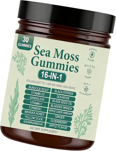 luminplace Sea Moss Gummies 16 في 1، مكمل طحالب البحر الأيرلندية العضوية لدعم المناعة والهضم والطاقة - نباتي، غير معدّل وراثيًا in Kuwait