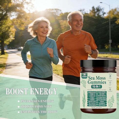 luminplace Sea Moss Gummies 16 في 1، مكمل طحالب البحر الأيرلندية العضوية لدعم المناعة والهضم والطاقة - نباتي، غير معدّل وراثيًا in Kuwait