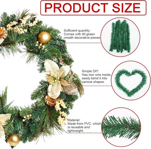 100 Pack Christmas Garland Ties, 12 Inch Artificial Pine Needles Santa’s Factory Christmas Tree Branches Wired Faux Pine Greenery Stems in Green for Christmas Decorations in Saudi Arabia