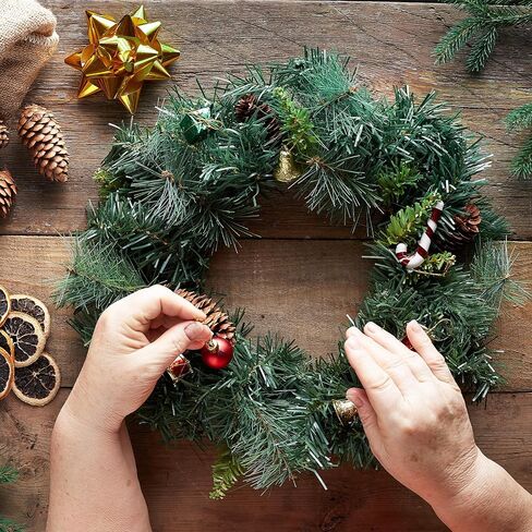 100 Pack Christmas Garland Ties, 12 Inch Artificial Pine Needles Santa’s Factory Christmas Tree Branches Wired Faux Pine Greenery Stems in Green for Christmas Decorations in Saudi Arabia