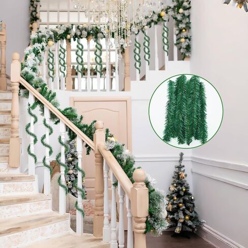 100 Pack Christmas Garland Ties, 12 Inch Artificial Pine Needles Santa’s Factory Christmas Tree Branches Wired Faux Pine Greenery Stems in Green for Christmas Decorations in Saudi Arabia