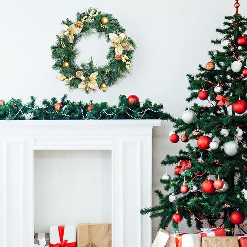 100 Pack Christmas Garland Ties, 12 Inch Artificial Pine Needles Santa’s Factory Christmas Tree Branches Wired Faux Pine Greenery Stems in Green for Christmas Decorations in Saudi Arabia