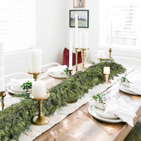 JoyHome 6.5 قدم عيد الميلاد إكليل الأرز، الصنوبر الاصطناعي السرو الخضرة، زخرفة عطلة للرف، الموقد، داخلي في الهواء الطلق (الأخضر الداكن) in Kuwait