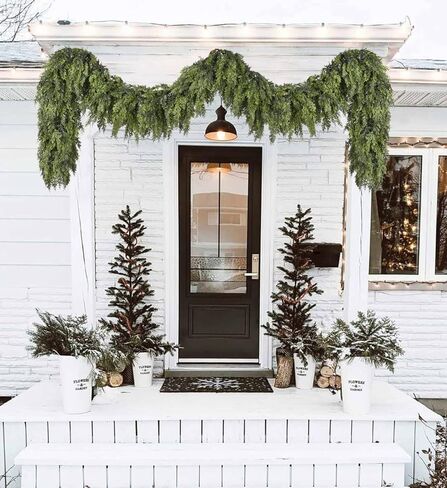 JoyHome 6.5 قدم عيد الميلاد إكليل الأرز، الصنوبر الاصطناعي السرو الخضرة، زخرفة عطلة للرف، الموقد، داخلي في الهواء الطلق (الأخضر الداكن) in Kuwait