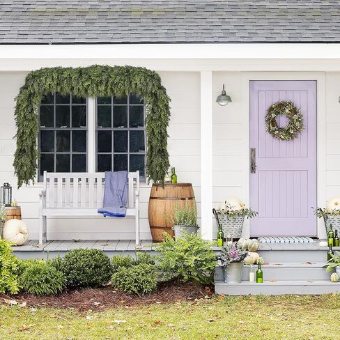 JoyHome 6.5 قدم عيد الميلاد إكليل الأرز، الصنوبر الاصطناعي السرو الخضرة، زخرفة عطلة للرف، الموقد، داخلي في الهواء الطلق (الأخضر الداكن) in Kuwait