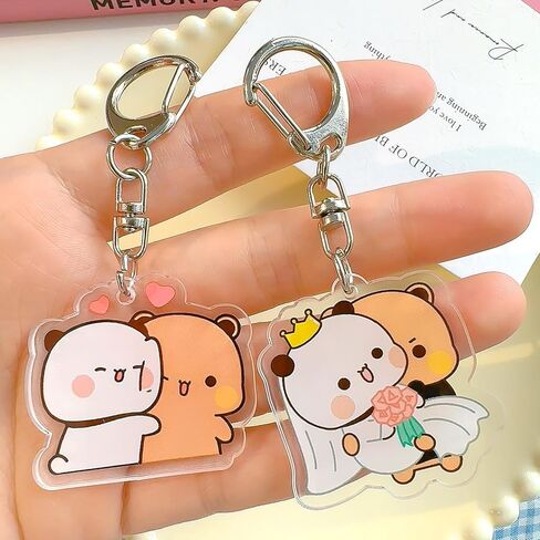 Cute Bubu Dudu Keychains White and Grey Couple Bear Keyring Bag Pendant Key Chain Accessories in Saudi Arabia