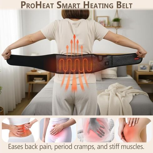 Cordless Heating Pad with Rechargeable Long-Lasting 10000mAh Battery, Portable Lower Back Waist and Tummy Warmer for Pain Relief, Heated Warming Pad, 3 Heat Setting, Gift for Men Women, Dotted Gray in Saudi Arabia