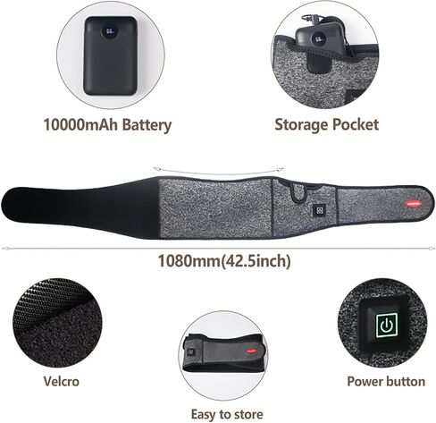 Cordless Heating Pad with Rechargeable Long-Lasting 10000mAh Battery, Portable Lower Back Waist and Tummy Warmer for Pain Relief, Heated Warming Pad, 3 Heat Setting, Gift for Men Women, Dotted Gray in Saudi Arabia
