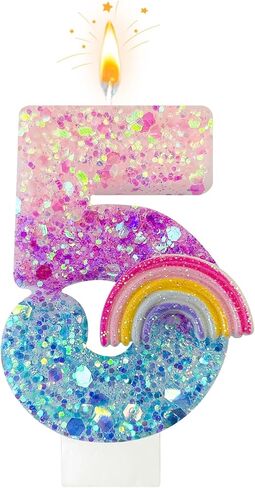 ToonGlow Rainbow Birthday Number Candles，Number Candle Cake Topper，for Cupcake Decorations, Macaron Birthday Cake Decorations, Cartoon Theme Party Supplies (Rainbow, 2) in Saudi Arabia