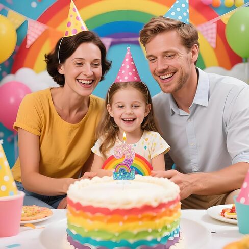 شموع أرقام عيد الميلاد بألوان قوس قزح من ToonGlow، شموع عدد أعلى للكيك، لتزيين الكب كيك، ديكورات كعكة عيد ميلاد الماكارون، لوازم الحفلات ذات الطابع الكرتوني (قوس قزح، 2) in Kuwait
