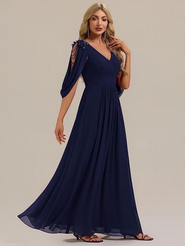 Ever-Pretty Women's Trendy Chiffon V-Neck Formal Evening Dress Convertible Applique Sleeves Mother of Bride Dresses in Saudi Arabia