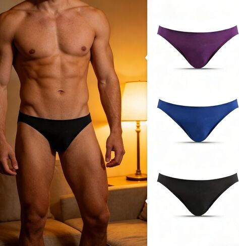 Men's Breathable Briefs Viscose Soft Underwear Assorted Colors Cooling Touch Support Pouch Panties (Pack of 3) in Saudi Arabia
