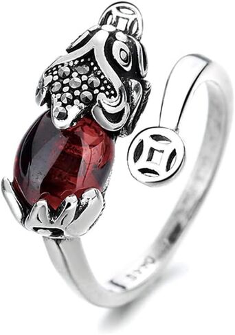 فنغ شوي الدائري Pixiu ماني تعويذة حماية البنصر تميمة محظوظ الثروة البوذية مجوهرات قابل للتعديل حلقة مفتوحة قابل للتعديل حلقة المجوهرات البوذية للنساء الرجال in Kuwait