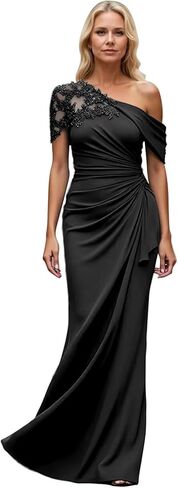 ABCDRESS فساتين أم العروس بكتف واحد للنساء طويلة حورية البحر دانتيل شيفون فستان رسمي للحفلات المسائية in Saudi Arabia