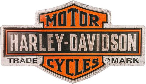 لافتة قصديرية منقوشة Harley-Davidson، شريط حنين وشعار درع، 18 × 10.5 بوصة in Saudi Arabia