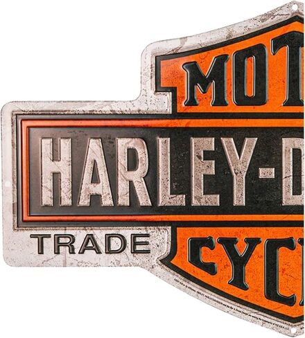 لافتة قصديرية منقوشة Harley-Davidson، شريط حنين وشعار درع، 18 × 10.5 بوصة in Saudi Arabia
