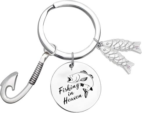 Odoor Fan Silver Fishing Memorial Keychain for Men, Fishing Keychain in Saudi Arabia