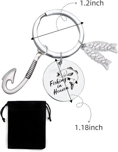 Odoor Fan Silver Fishing Memorial Keychain for Men, Fishing Keychain in Saudi Arabia