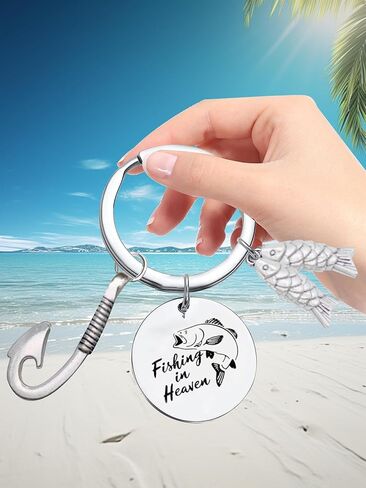 Odoor Fan Silver Fishing Memorial Keychain for Men, Fishing Keychain in Saudi Arabia