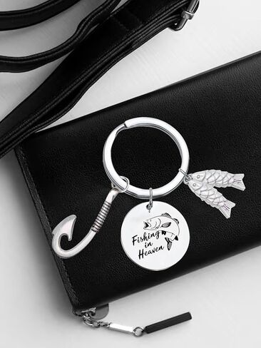 Odoor Fan Silver Fishing Memorial Keychain for Men, Fishing Keychain in Saudi Arabia