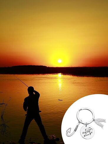 Odoor Fan Silver Fishing Memorial Keychain for Men, Fishing Keychain in Saudi Arabia