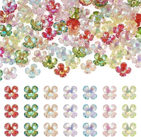 cheriswelry 280pcs caps acrylic bead caps 5 petal flower bead caps colorfull floral exples ex caps 10x4mm for bracelet arklace necklace making diy supplies in Saudi Arabia