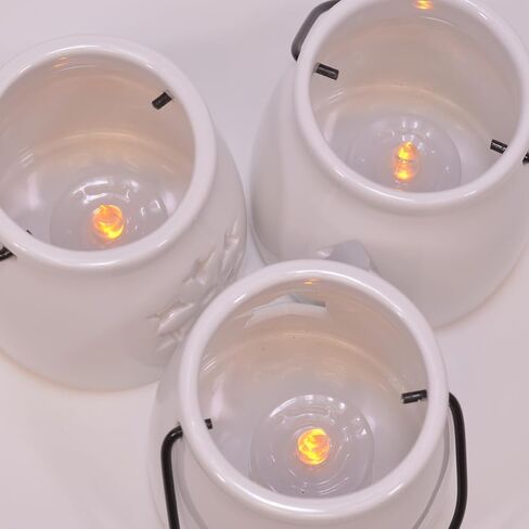 Ceramic Snowy White Winter Tea Light Holder Luminaries, Holiday Tabletop Decor, 6-Piece Set, with LEDs Included, with Tree, Star, and Snowflake Lanterns in Saudi Arabia