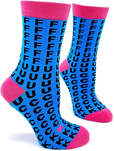 Fabdaz FFFFFUUUUCCCCCKKK Women's Crew Naughty Novelty Socks with Bold Letters - 1 Pair, 1 Size Fits Most in Saudi Arabia