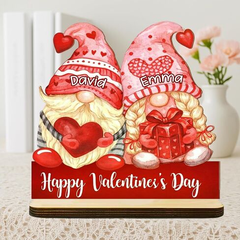 FAMITRENDZ Personalized Growing Old Together Gnome Plaque, Custom Name Gnome Couple Figurines Standing Wooden Plaque, Older Couple Sign, Christmas Anniversary Wedding Gift for Couples, Grandparents 3 in Saudi Arabia