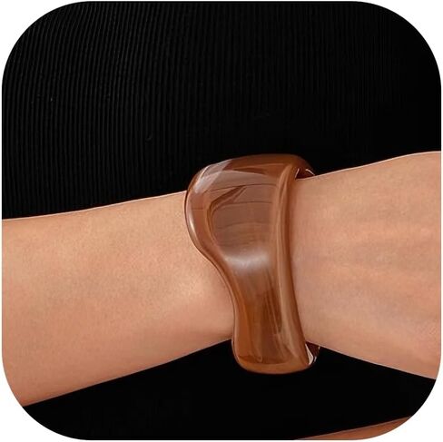 YANCHUN Acrylic Chunky Bangles Bracelets for Women Trendy Colorful Resin Bangles Chunky Bangle Cuff Irregular Wristbands Resin Jewelry Gifts in Saudi Arabia