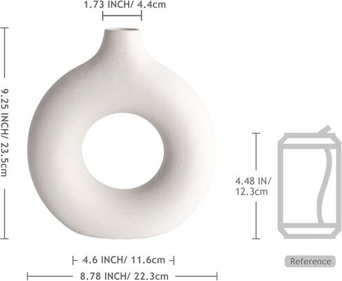GarDream Cream White Donut Vase 9 Inch Hollow Ceramic Vase for Flowers Pampas Grass Home Decor, Modern Minimalist Boho Style Decorative Circle Vase for Living Room, Dining Tabletop, Office, Farmhouse in Saudi Arabia