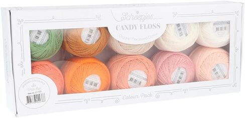 حزمة ألوان خيط Scheepjes Candy - 10x20g - 1st - صقيع - خيوط قطنية ناعمة in Kuwait