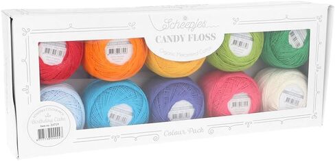 حزمة ألوان خيط Scheepjes Candy - 10x20g - 1st - صقيع - خيوط قطنية ناعمة in Kuwait