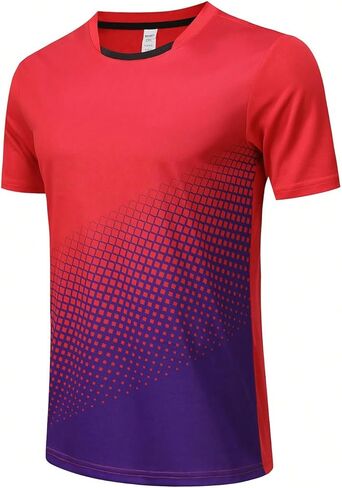 Men's Red Gradient Badminton Shirt – Vibrant Sports Shirt for Active Performance & Style in Saudi Arabia