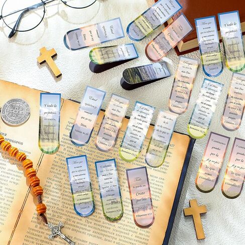الإسبانية من الكتاب المقدس الآية الإشارات الإشارات المغناطيسية 30 PCS مسيحيات MACTERY MAGNER MAGNER CLIPS - علامة صفحة الكتاب المقدس الملهمة علامة الكتاب الديني للطلاب محبي القراءة مكتب مدرسة (الإسبانية) in Kuwait