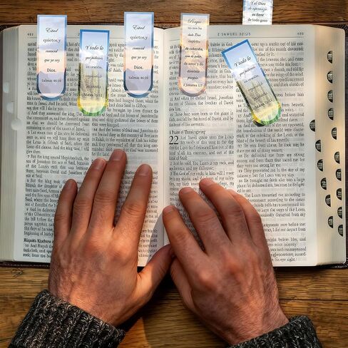 الإسبانية من الكتاب المقدس الآية الإشارات الإشارات المغناطيسية 30 PCS مسيحيات MACTERY MAGNER MAGNER CLIPS - علامة صفحة الكتاب المقدس الملهمة علامة الكتاب الديني للطلاب محبي القراءة مكتب مدرسة (الإسبانية) in Kuwait