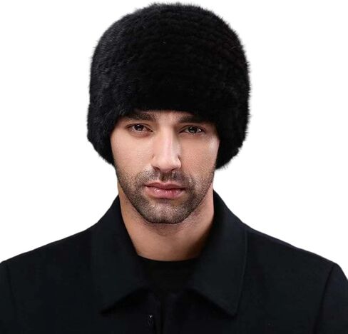 Mens Warm Hats Real Mink Hair Hat Skullies Beanies Winter Skiing Cap Casual Outdoor in Saudi Arabia