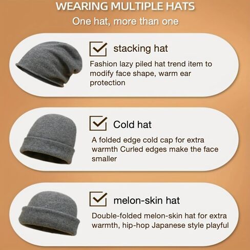 Beanie for Women Men Knit Cuffed Beanies Hat Winter Warm Soft Unisex Skull Cap in Saudi Arabia