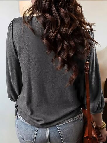 Flamingals Round Neck 3/4 Length Sleeve Shirts Tops for Women Dressy Casual Loose Relax Fitted Shirts Tops in Saudi Arabia